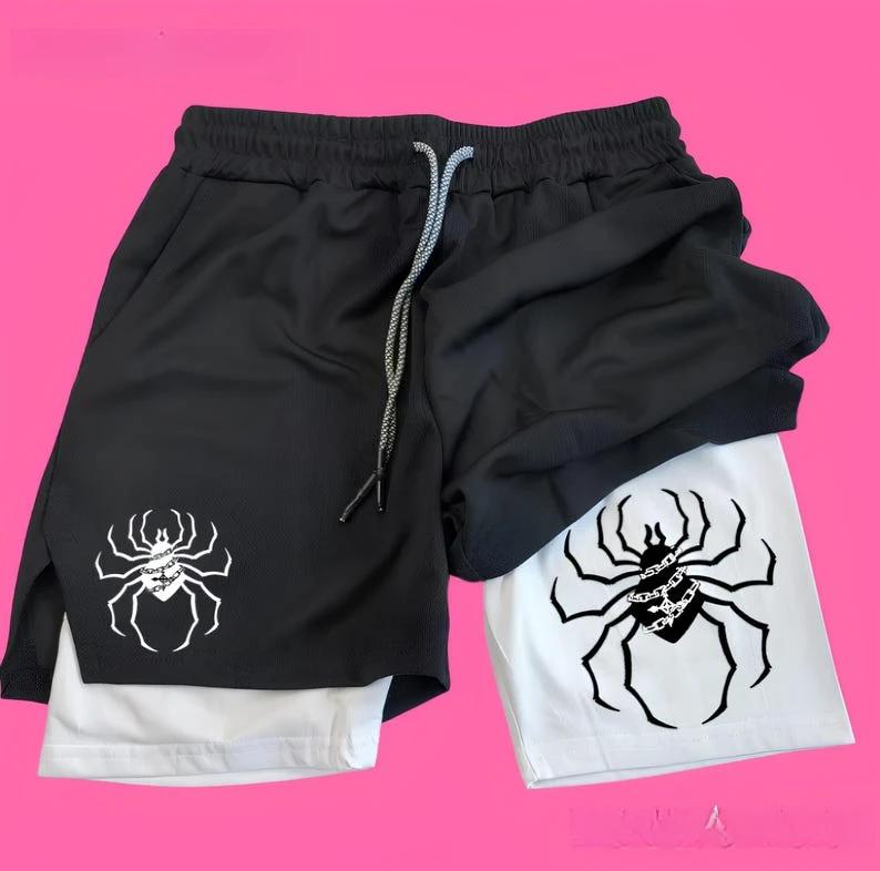 Short de sport 2 en 1 décontracté homme femme Anime Spider Gym HxH - Short fitness gymnastique design manga