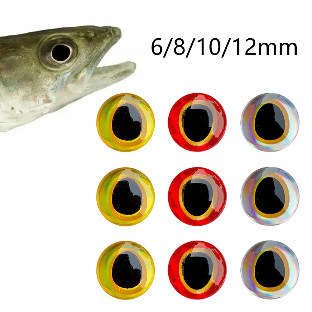 100 pièces 6-12mm leurre de pêche yeux 3D-holographique Simulation mouche appât artificiel argent/ro