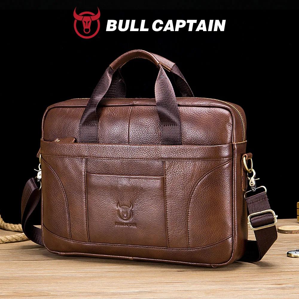 BULLCAPTAIN hommes porte-documents célèbre marque en cuir épaule sacs de messager bureau sac à main 