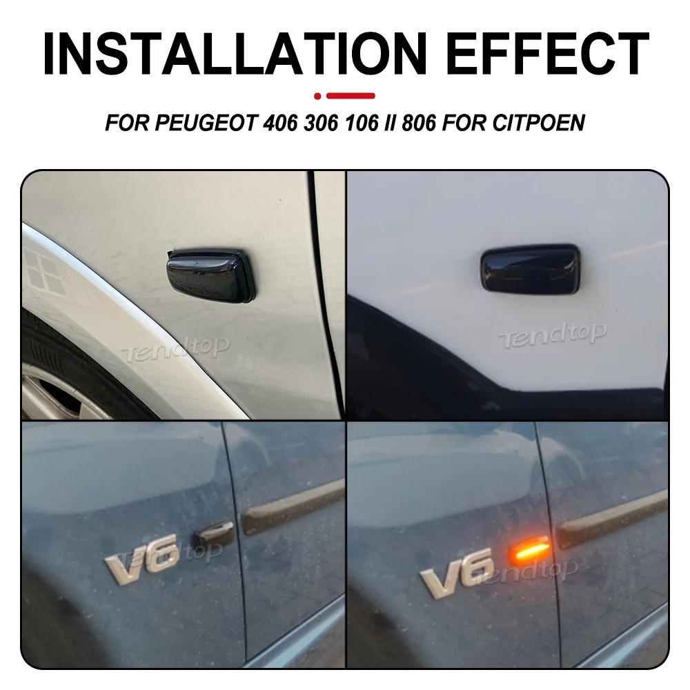 Clignotant LED dynamique, feu de position latéral pour Peugeot 306 106 406 806, partenaire expert po