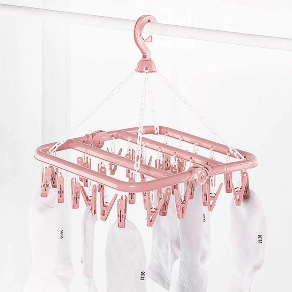Cintre de séchage de vêtements avec 32 Clips/8 Clips chaussettes séchage de sous-vêtements support d