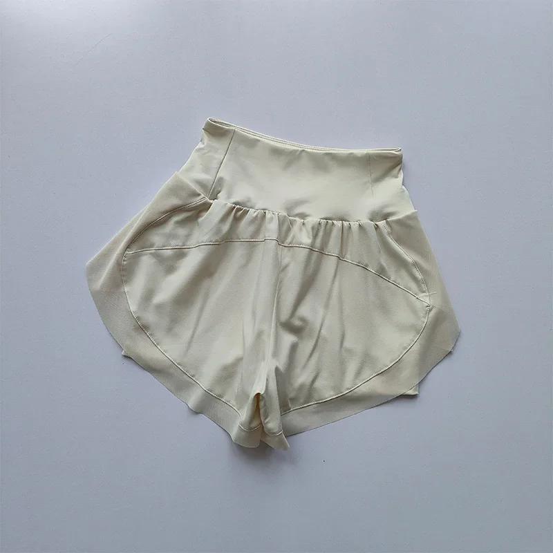 Short de sport taille haute pour femme, maille respirante, double couche, séchage rapide, gym, fitne