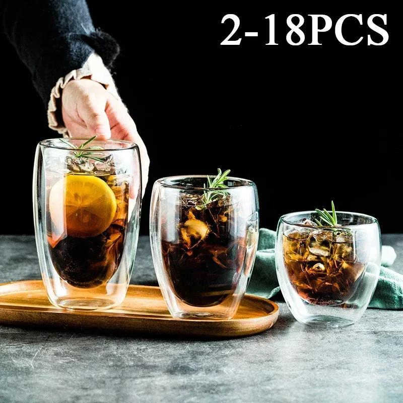 Tasse en verre Borosilicate à Double paroi, résistante à la chaleur, pour thé, lait, jus, café, eau,
