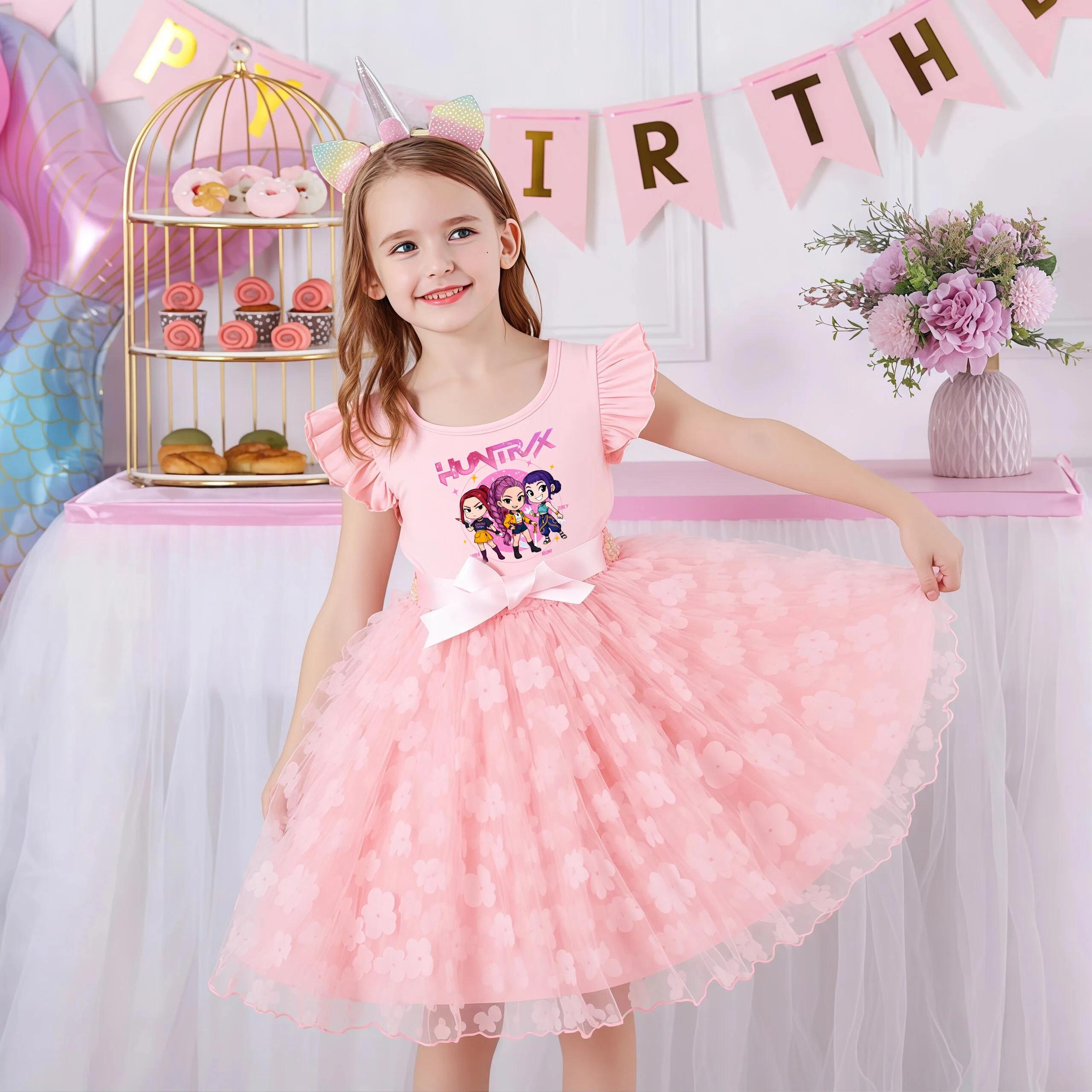 Robe d'été K-Pop Hunters Zoey Mira Rumi pour filles de 2 à 6 ans, robe de princesse pour enfants ave