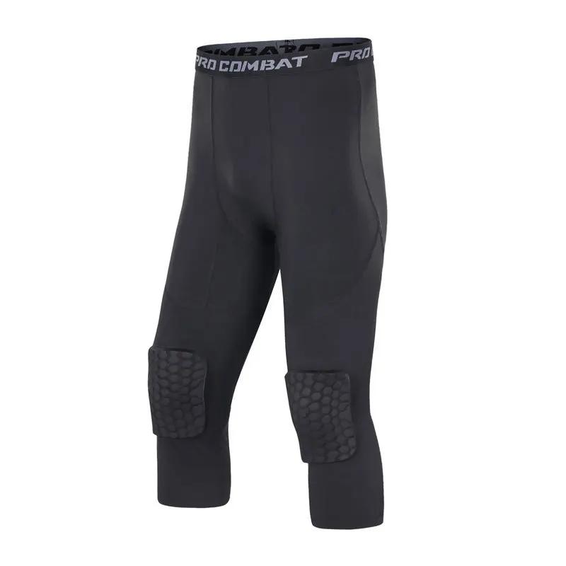 Pantalon court rembourré pour hommes, jogging, Compression élastique, survêtement, Football, basket-