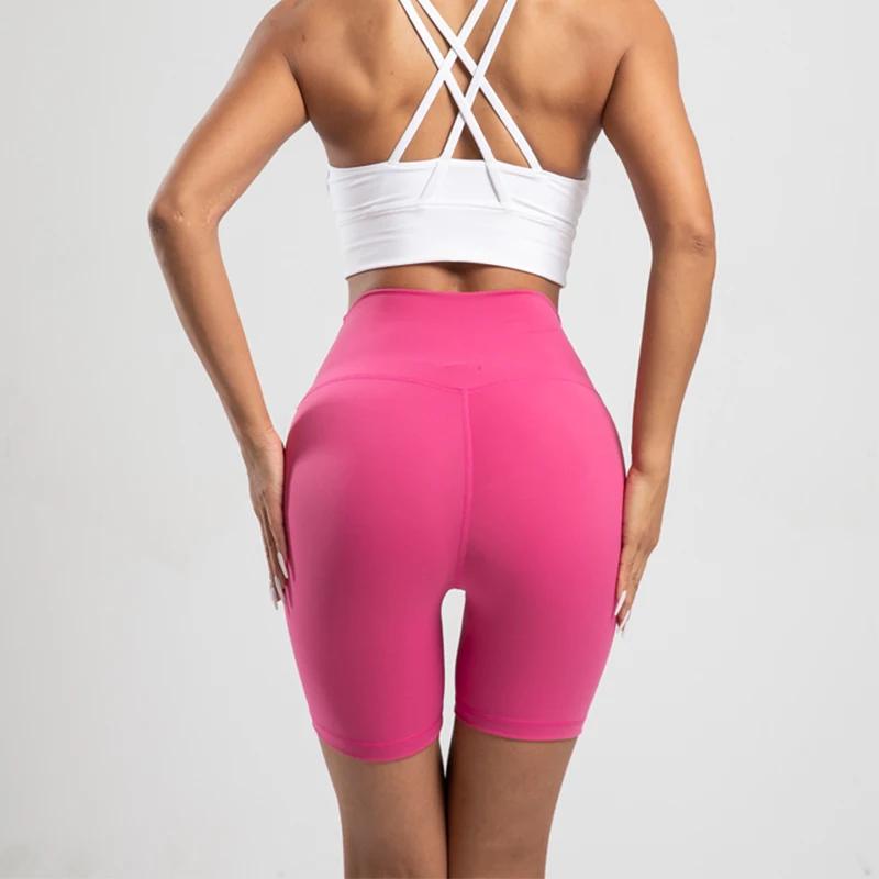 Short de motard de sport pour femmes, sensation nue, taille haute, Yoga, Push Up, Leggings de Fitnes