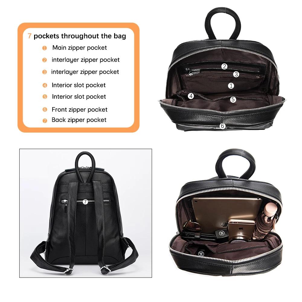 Zency – sac à dos en cuir véritable 100% souple pour femmes, sac à dos de voyage décontracté, sacoch