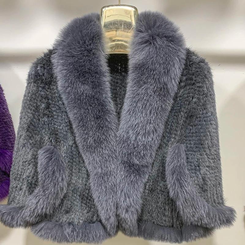 Nouveau Poncho en vraie fourrure de vison tricoté 100% naturel véritable fourrure de vison châle nat