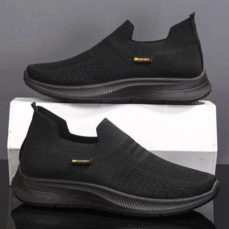 Hommes chaussures de marche tricot maille respirant baskets légères baskets à enfiler hommes chaussu