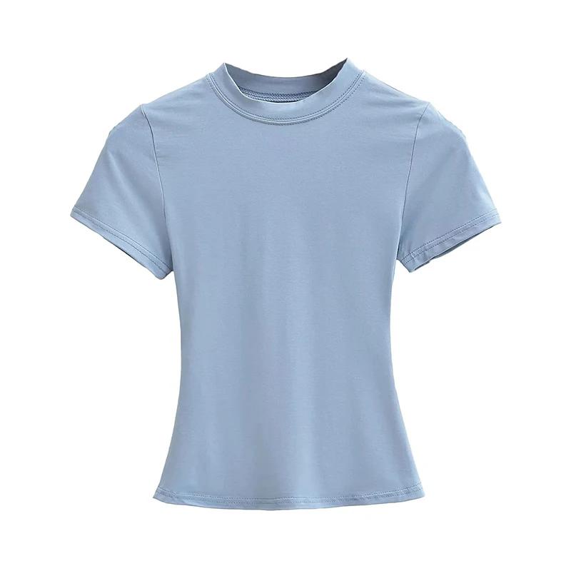 T-shirt Manches Courtes pour Femme, Décontracté, Sexy, Slim, Tendance, Solide, de Haute Qualité, Y2K