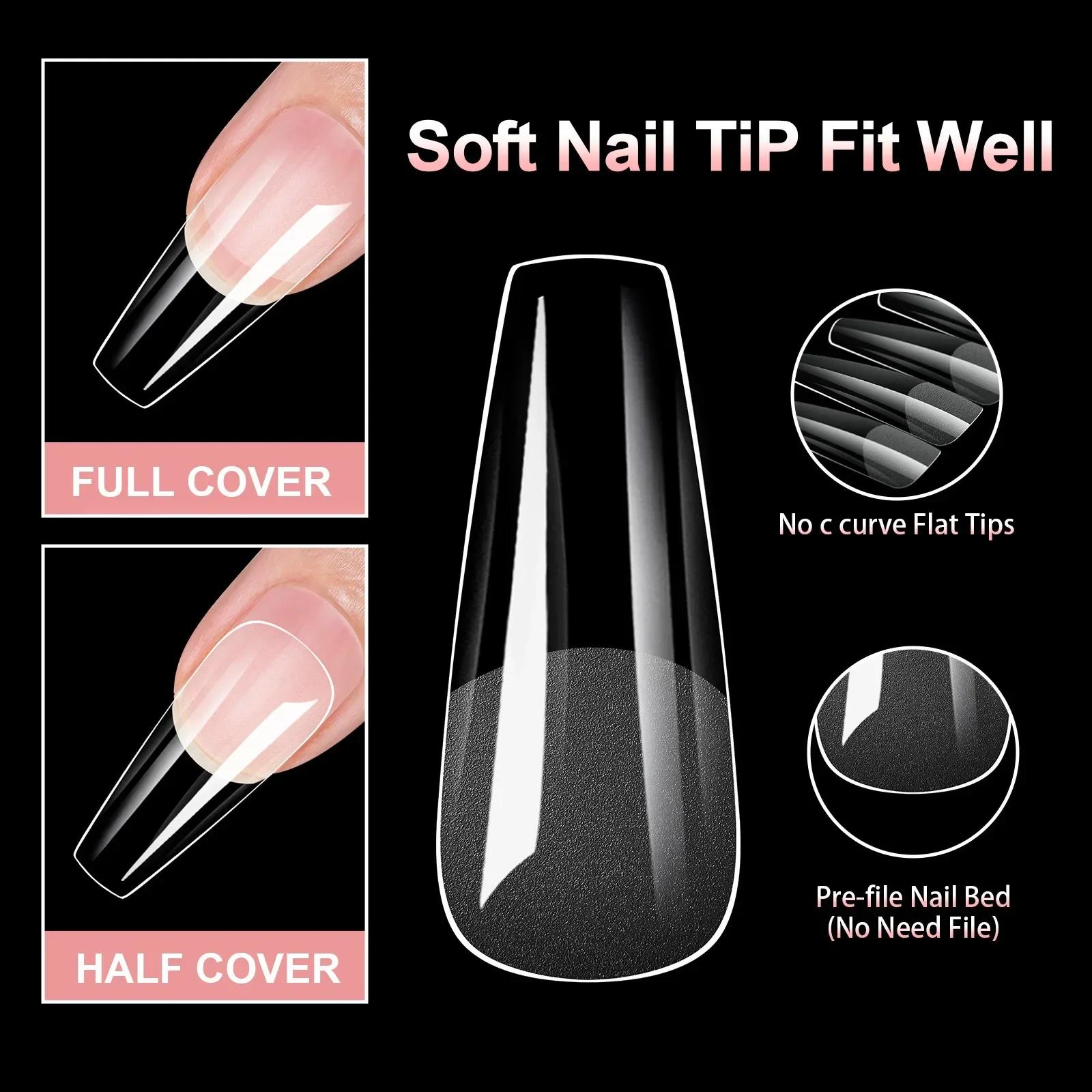 Faux ongles en Gel doux, 100 pièces, couverture demi/pleine, Double usage, presse sur ongles en acry