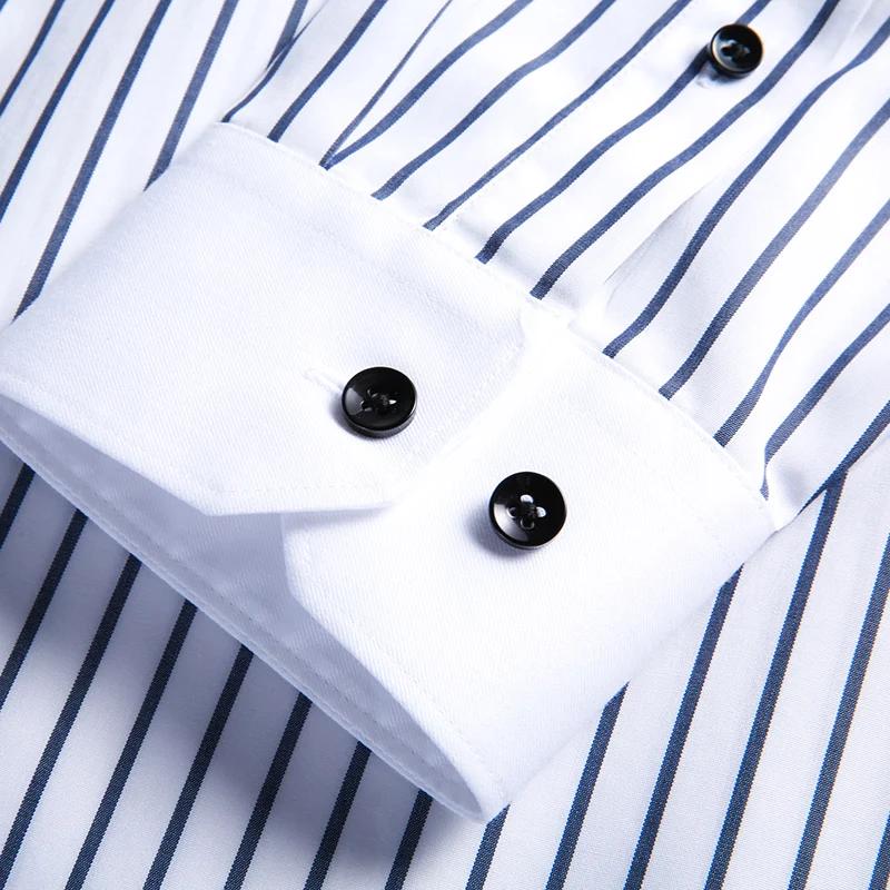 Chemise à manches longues en pur coton pour homme, coupe couvertes, haut de gamme, luxe léger, rayé 