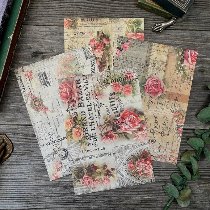 QuerHoltz-Papier artisanal de style vintage, fleur, lettre, papillon, journal indésirable, album éph