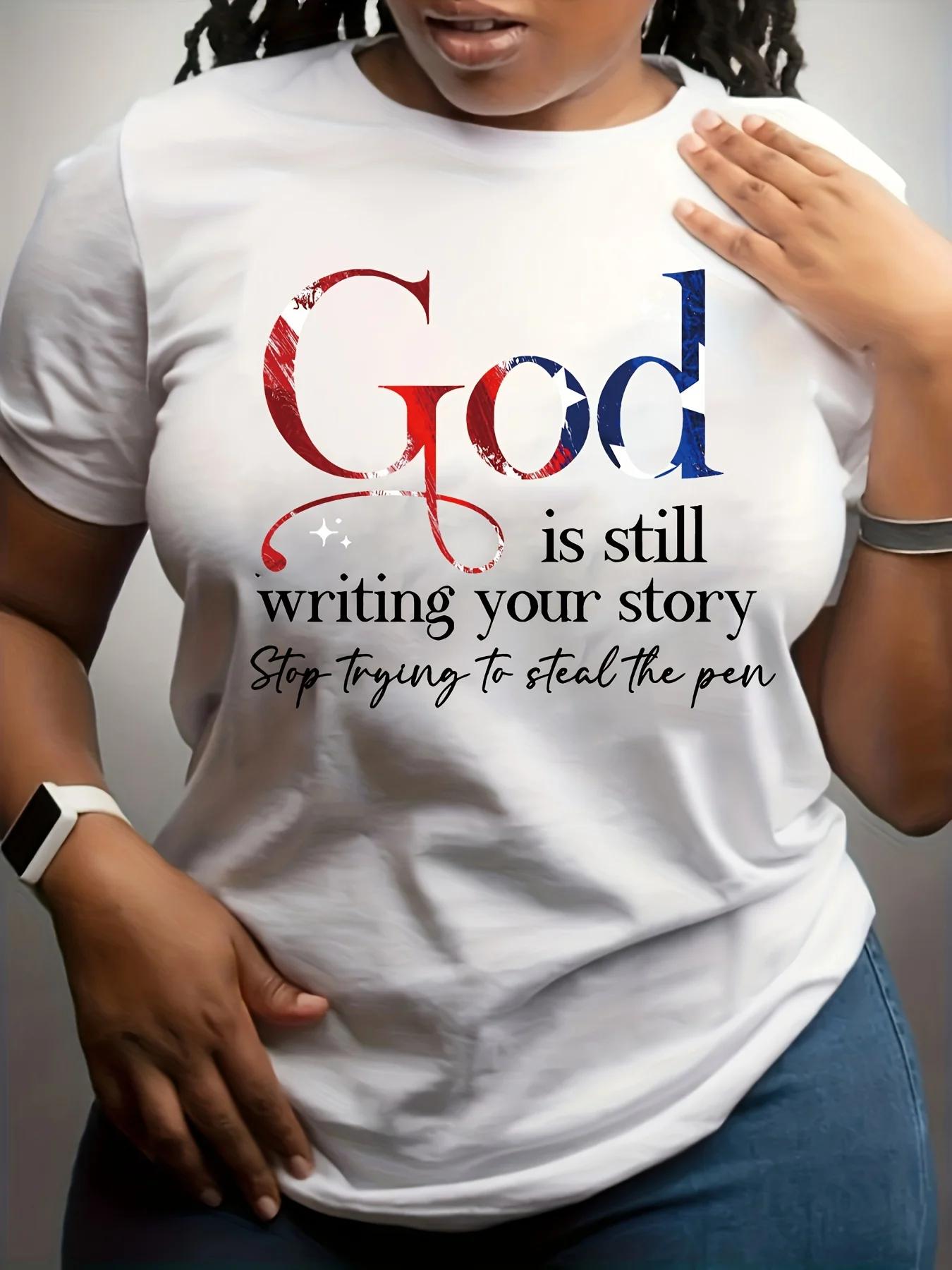 T-shirt pour femme « Dieu continue de raconter votre histoire » - Motif Faith, haut jaune décontract