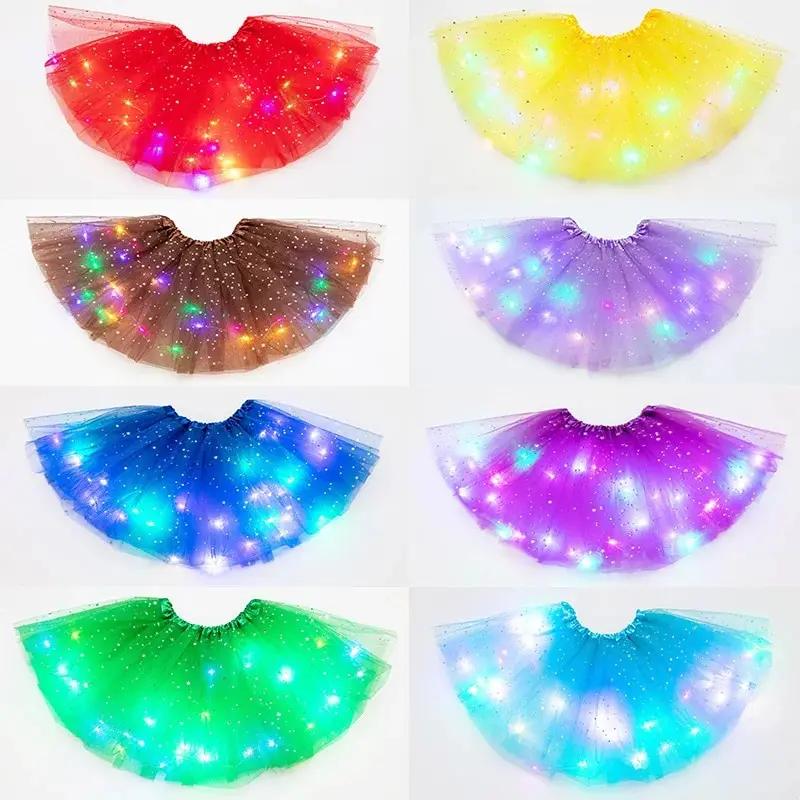 LED lumière brillante femmes Tulle étoile jupe courte Tutu Mini jupe adulte fantaisie Ballet Dancewe