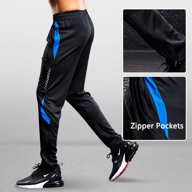 Pantalon de sport avec poches zippées pour homme, leggings de course, de football, d'entraînement, d