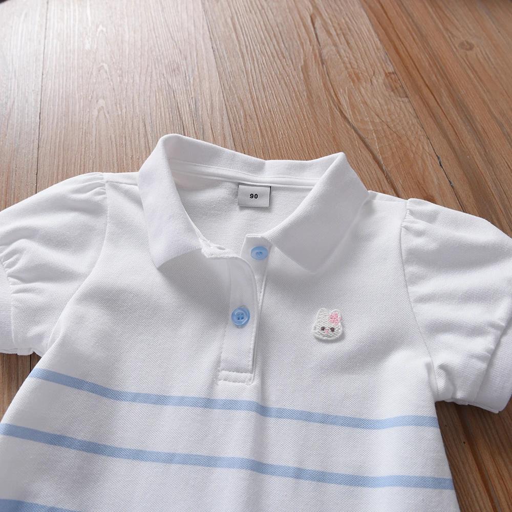 Robe Polo à rayures pour filles, vêtements élégants à manches bouffantes, robes d'été pour bébés fil