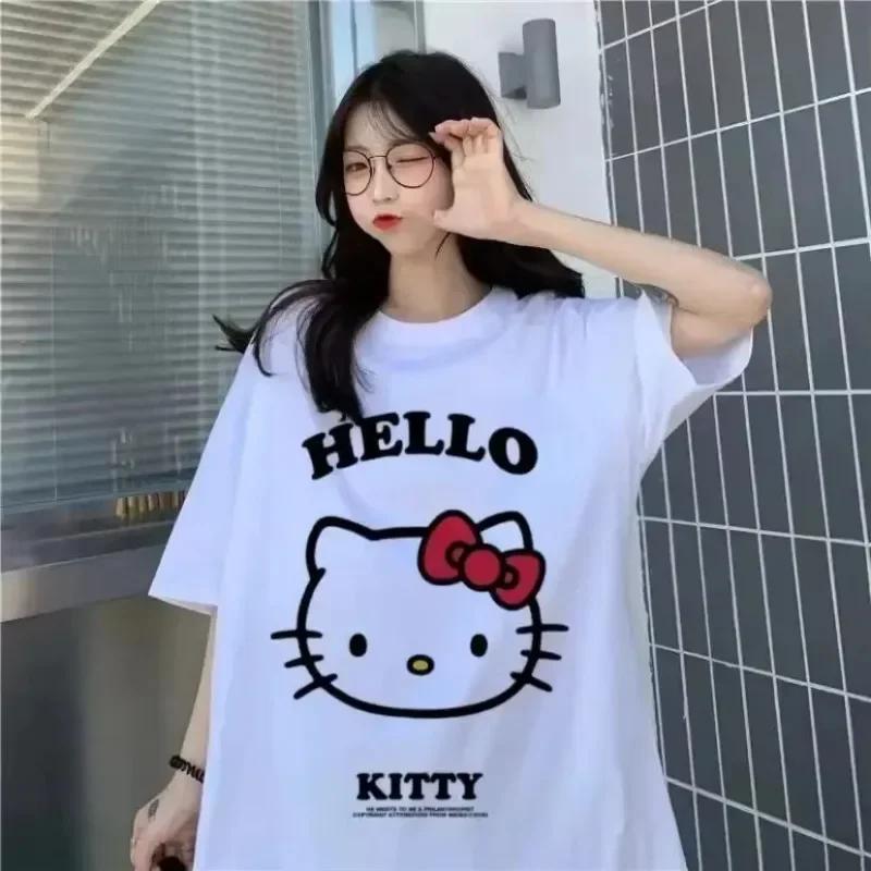 Kawaii Hello Kitty Y2K corée couverture en coton Anime mignon été ample femmes Couple mode ample con