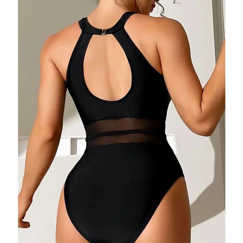 Maillot de bain une pièce noir grande taille, filet, push-up, pour la plage, la piscine, pour baigne