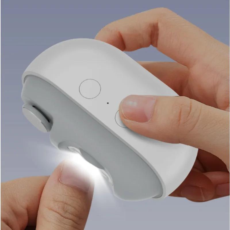 Coupe-ongles et polisseur électrique rechargeable USB 2 en 1 avec lumière LED, outil de manucure aut