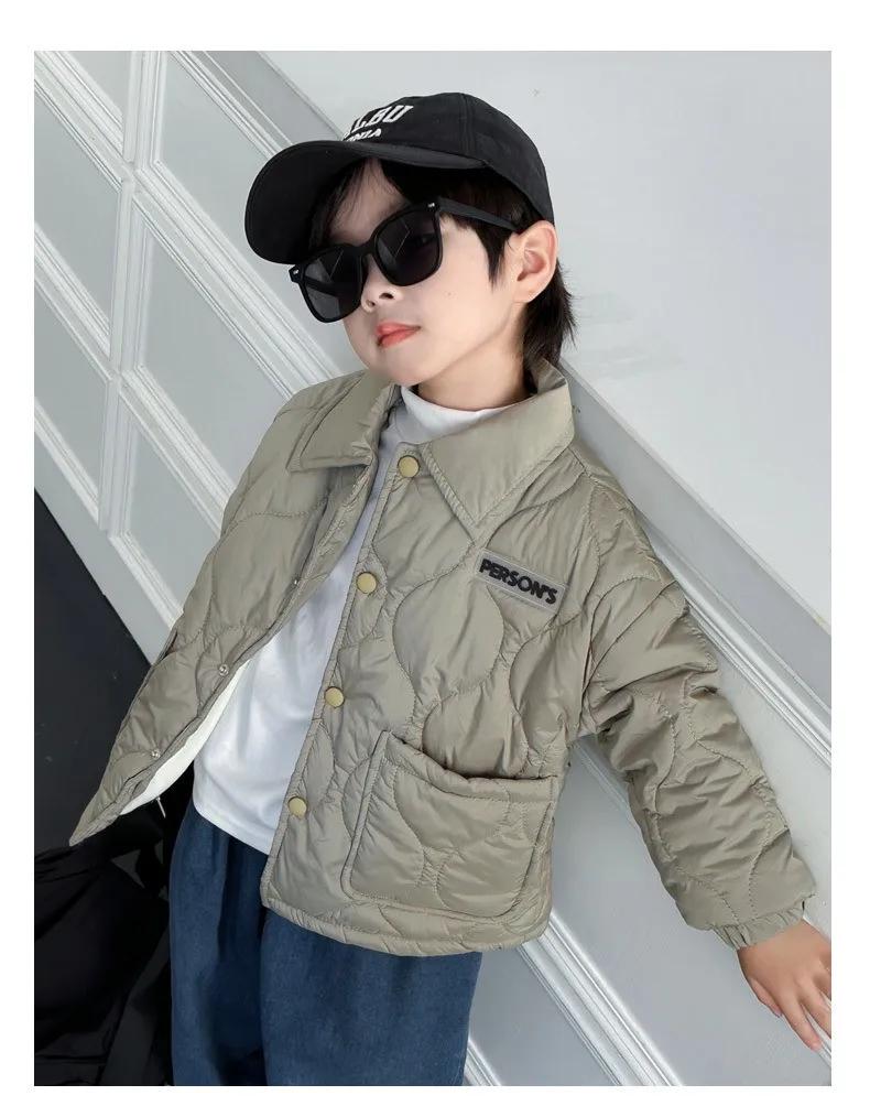 Veste d'automne en coton pour enfants, manteau chaud épais en velours pour garçons de 3 à 10 ans, co