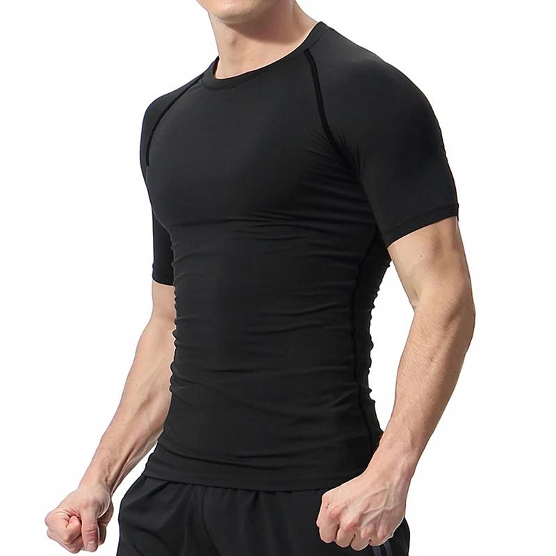 Chemises de Compression graphiques élégantes pour hommes, t-shirts athlétiques à séchage rapide, cou