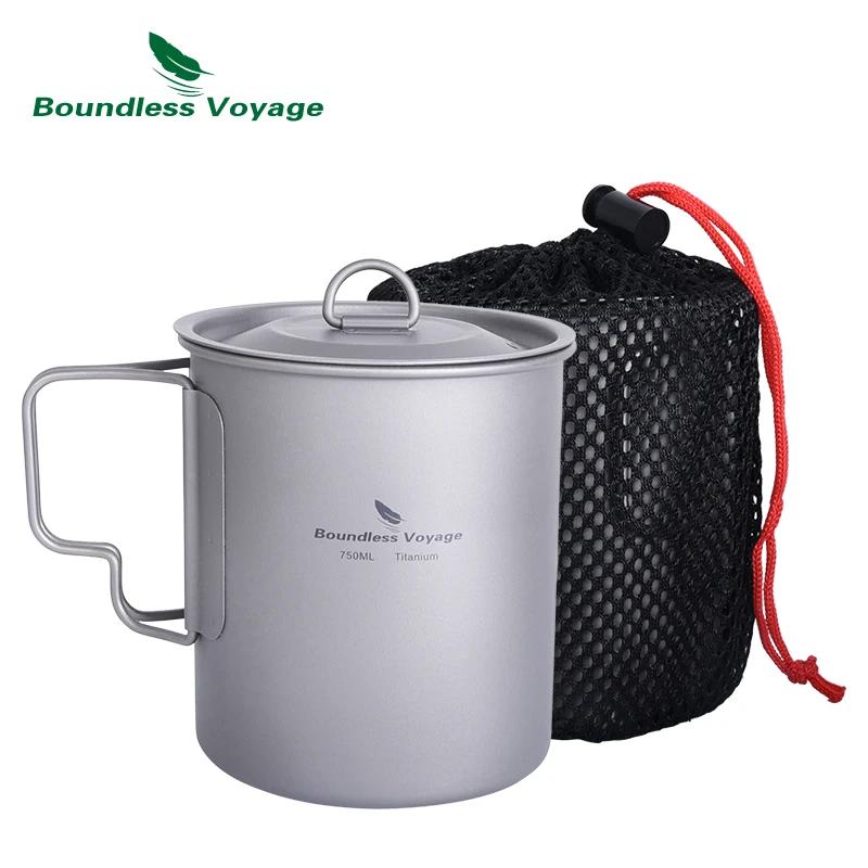 Boundless Voyage Camping Titanium Cup Mug, Outdoor Tourist Picnic Cooking Face Pot, Britware, Randon