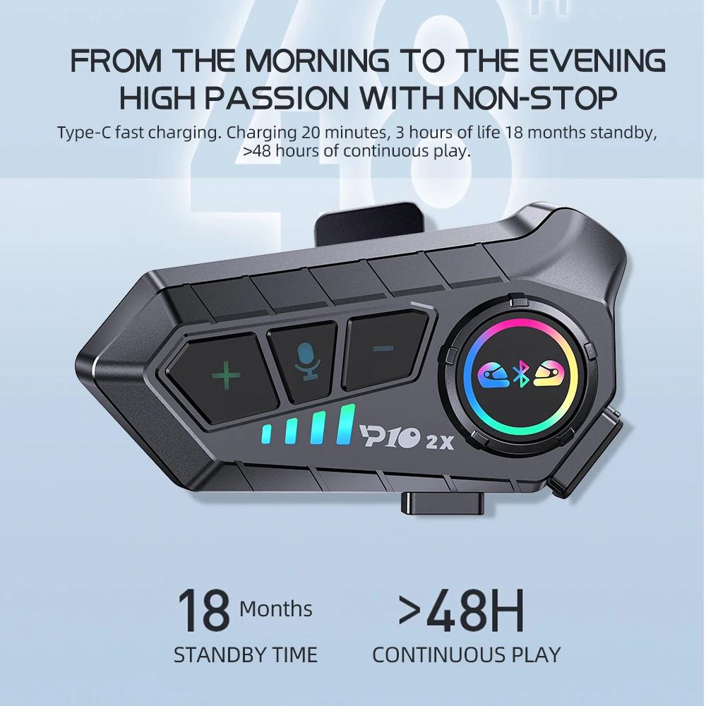 Kebidumei YP10 2X sans fil Bluetooth5.3 casque de moto Interphone casque étanche 300 m Intercomunica