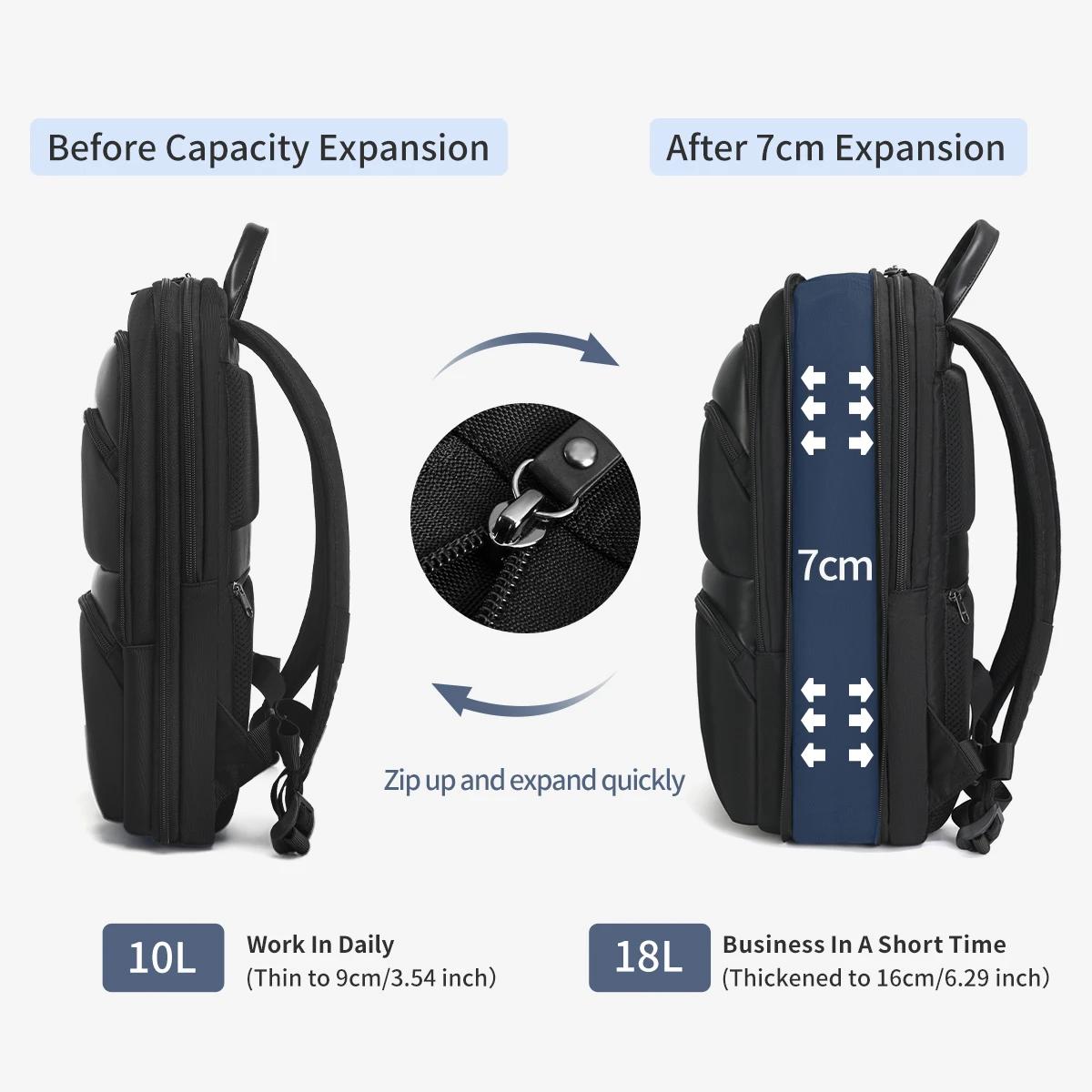 Tigernu sacs à dos extensibles pour hommes 15.6 pouces sac à dos pour ordinateur portable mâle mince