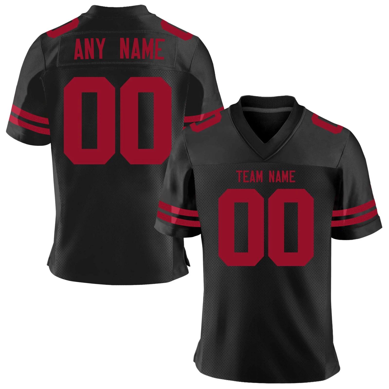 Maillot Football Américain Personnalisé Rouge - Numéro Nom Équipe Imprimé Homme Femme Jeune