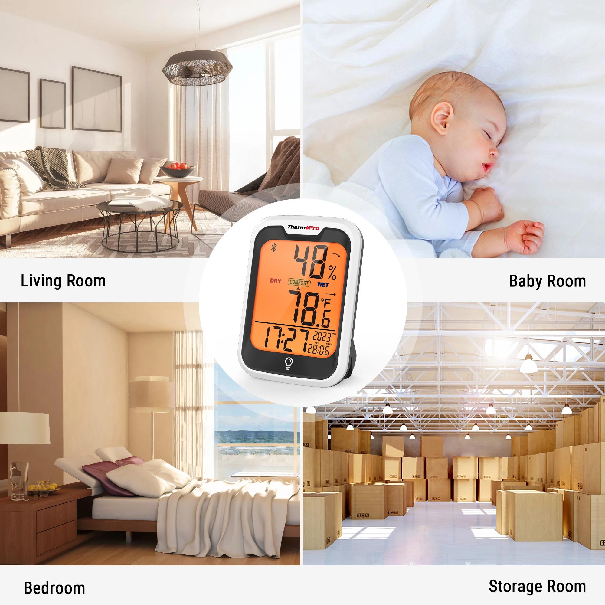ThermoPro TP358 rétro-éclairage Bluetooth, Station météo à chiffres, thermomètre et hygromètre d'int