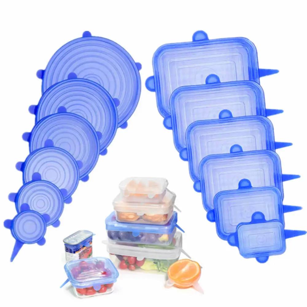 Couvercles extensibles en Silicone, 6/12 pièces, couvercle de joint alimentaire réutilisable pour Po