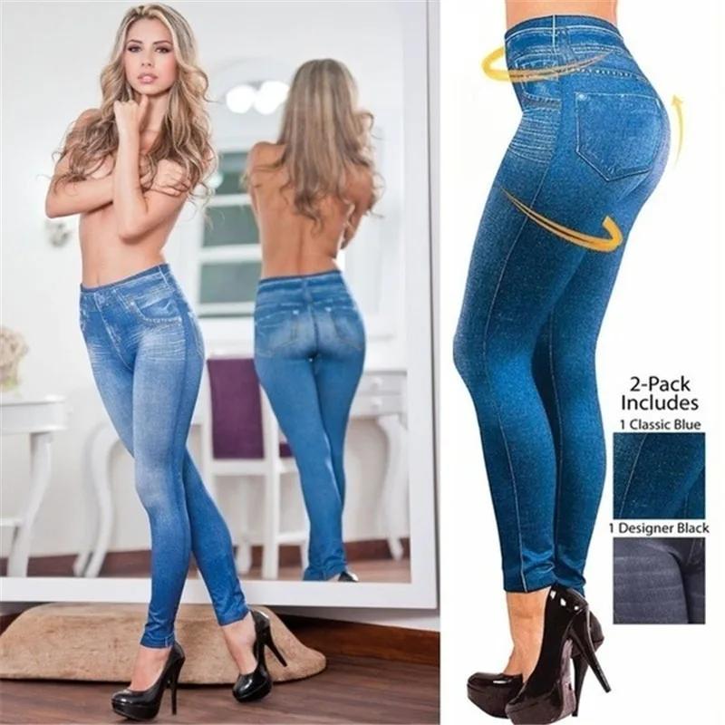 Leggings imprimés en Denim pour femmes, européens et américains, haute élasticité, taille haute, Sli