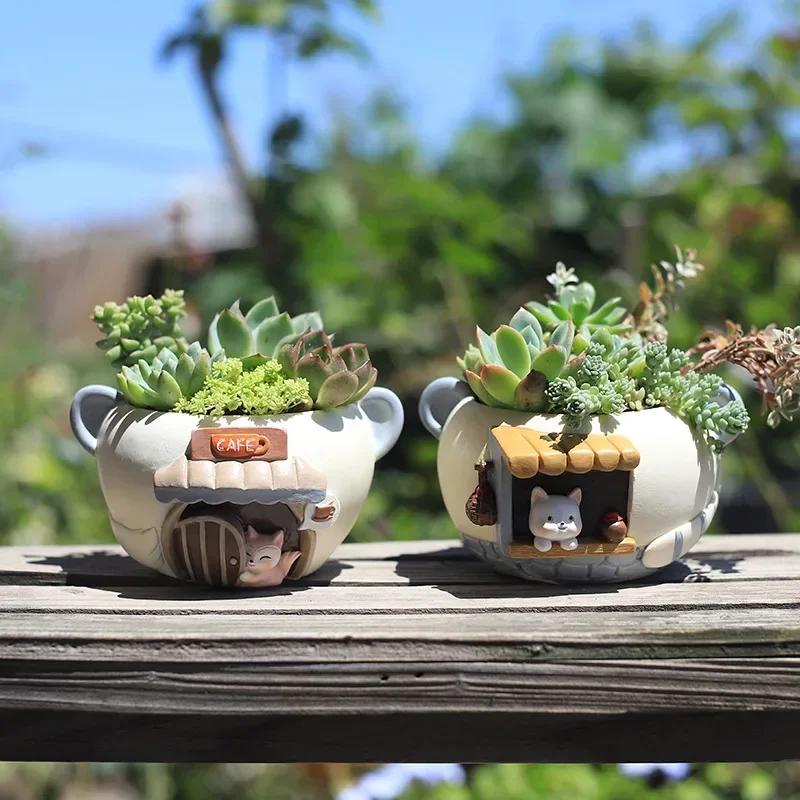 Petit Pot de Plantes en Résine, user inière Succulente pour Bureau à Domicile, Mini Ornement, Décora
