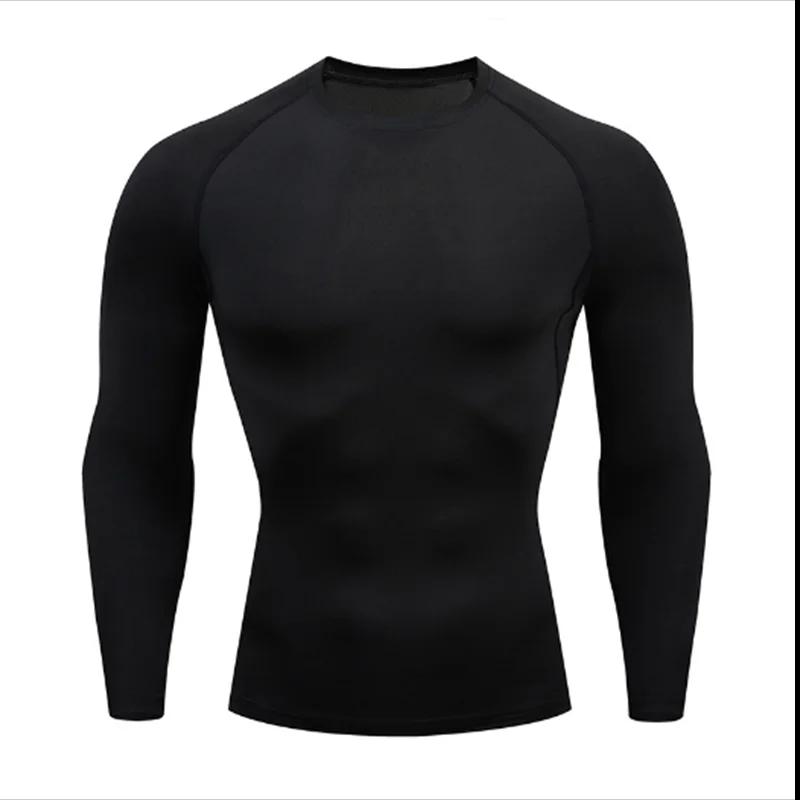 T-shirt de sport de compression pour hommes grandes tailles, haut à manches longues, vêtements de gy