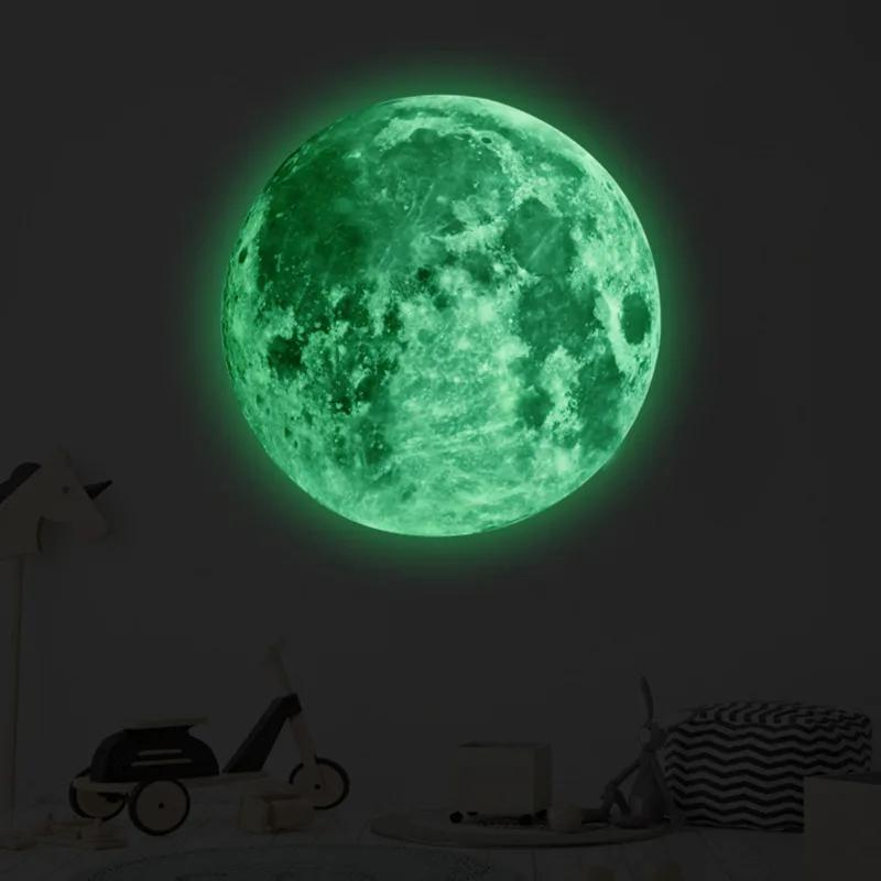 Offre spéciale 3D lune lumineuse autocollant mural lueur dans la nuit autocollant Fluorescent PVC ma