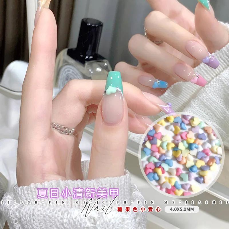 100 pièces Nail Art Mini coeur breloques 4x5mm mélange/résine blanche mignon strass en forme de coeu