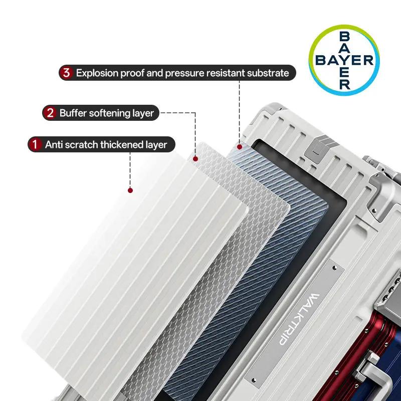 Valise à roulettes grande capacité, coque rigide en PC épais avec cadre en aluminium, serrure TSA, 2