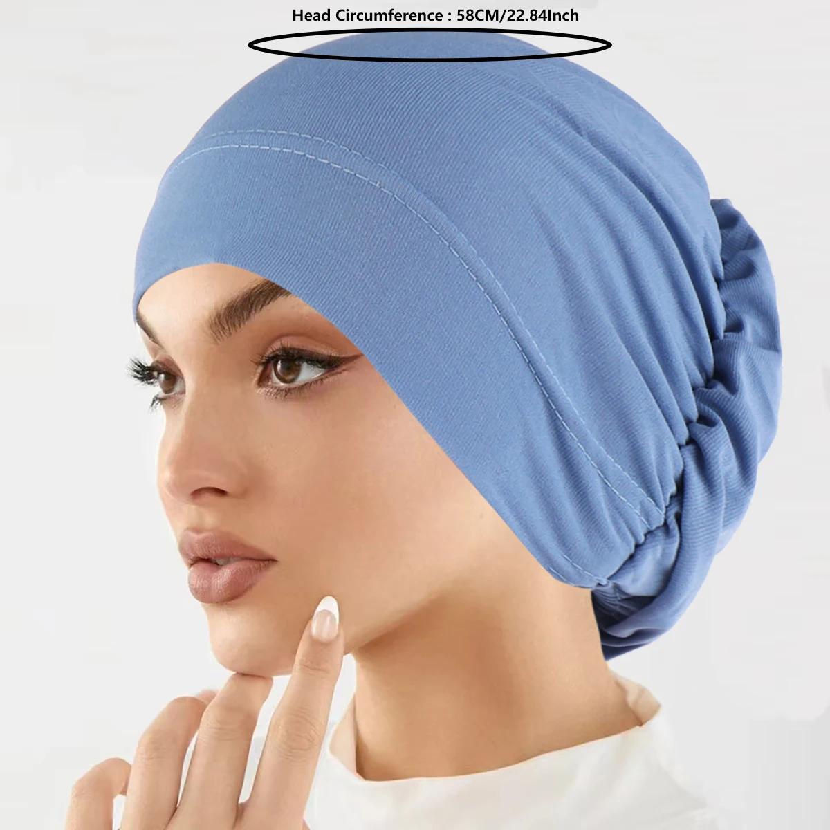 Mode musulmane femmes Hijabs doux extensible couleur unie Turban chapeau Cancer chimio bonnets casqu