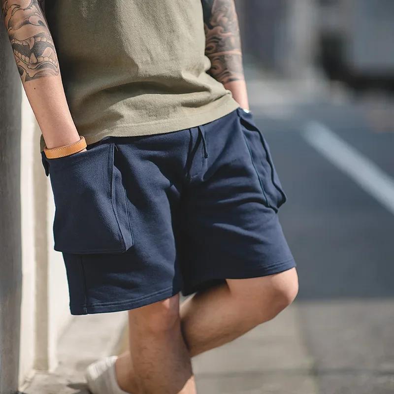 Maden bleu marine P44 Cargo Joggers Shorts hommes ample coton grande poche travail tactique pantalon