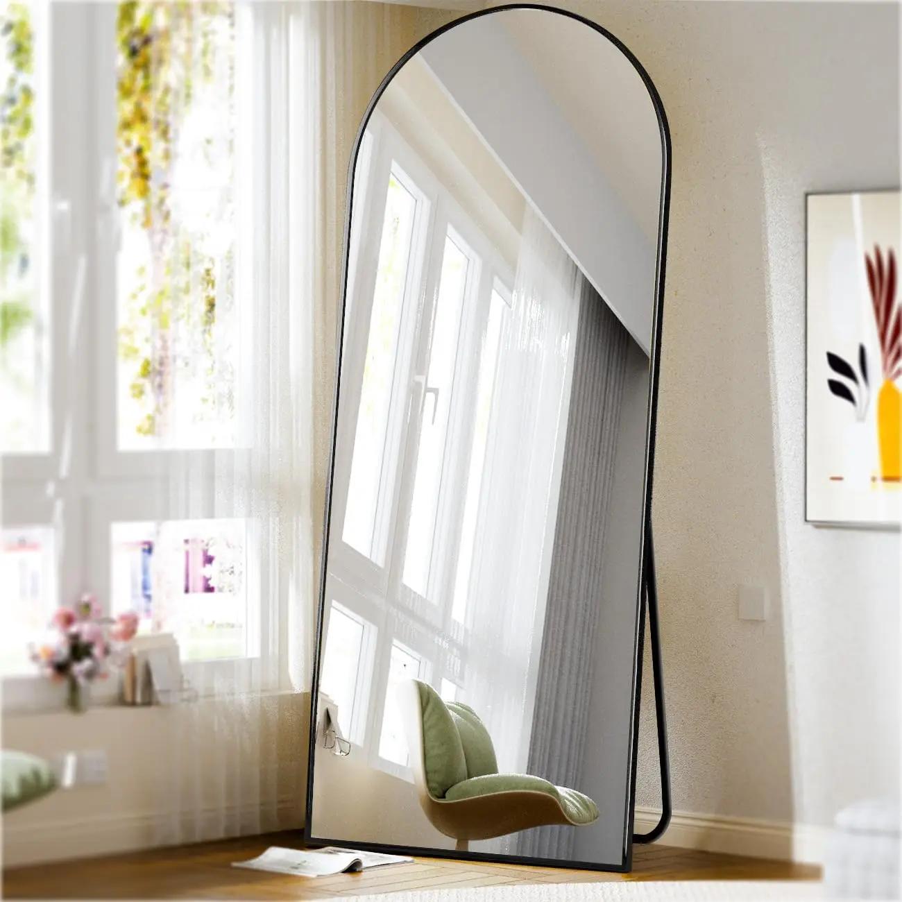 Miroir Mural Book ine Longueur en Arc de 71x26 Pouces, Miroir de Sol avec Support, Miroir Complet en