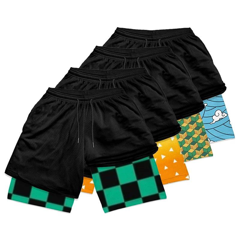 Short de sport athlétique 2 en 1 pour hommes, short élégant imprimé 3D avec poches, séchage rapide, 