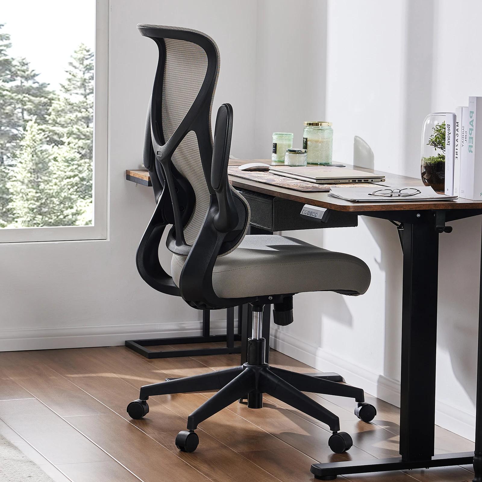 JIAN-Chaise de Bureau Ergonomique avec Support Lombaire en Maille, à Dossier Haut, pour Ordinateur, 