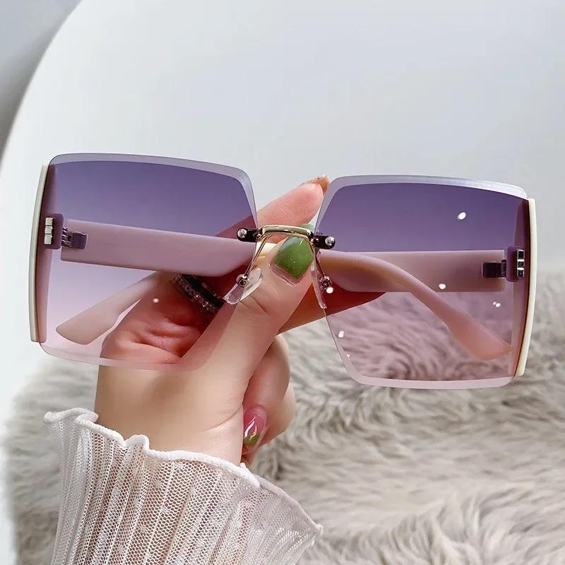 Nouvelles lunettes De soleil carrées sans bordure femmes marque Designer lunettes De soleil De mode 