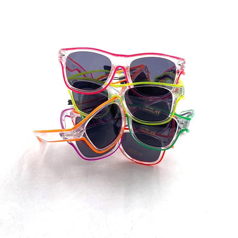 Lunettes lumineuses Led néon pour fête, fil EL, lunettes de soleil scintillantes, nouveauté, cadeau 