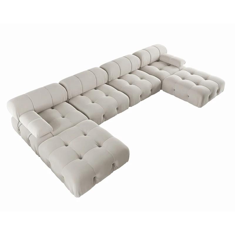Canapé en tissu velours minimaliste en forme de U, canapés sectionnels modernes, grands canapés, can
