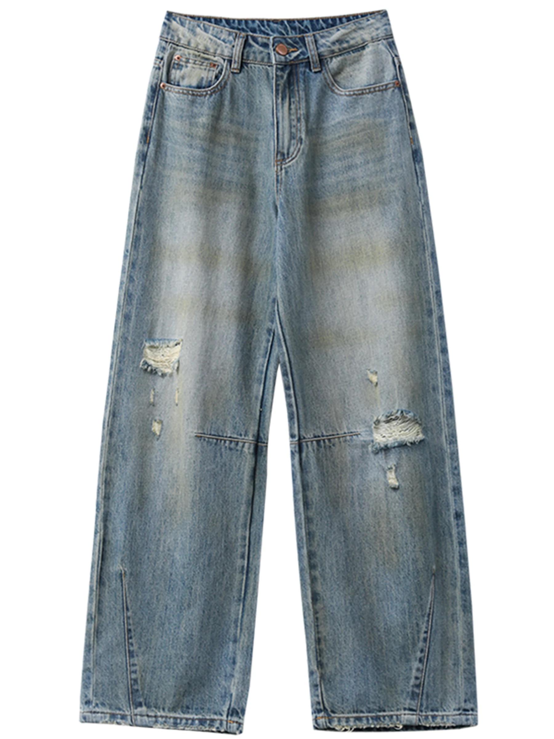 CHIC VEN rétro femmes jean ample décontracté nouveau taille haute jambes larges Denim pantalon femme