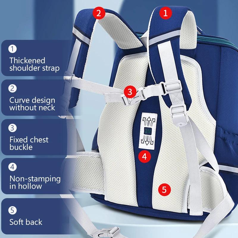 Sac d'école primaire de style britannique pour enfants, sac léger pour garçons, protection de la col