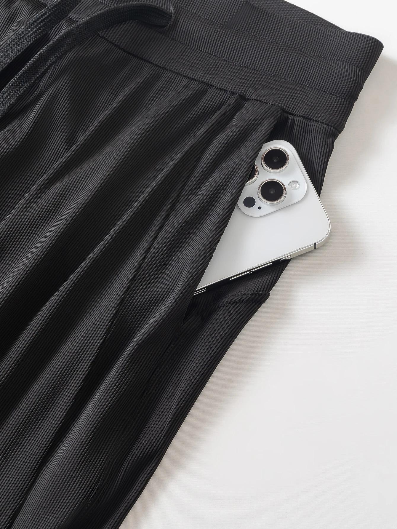 Pantalon décontracté en soie glacée avec cordon - Jambes larges pour maison et yoga été