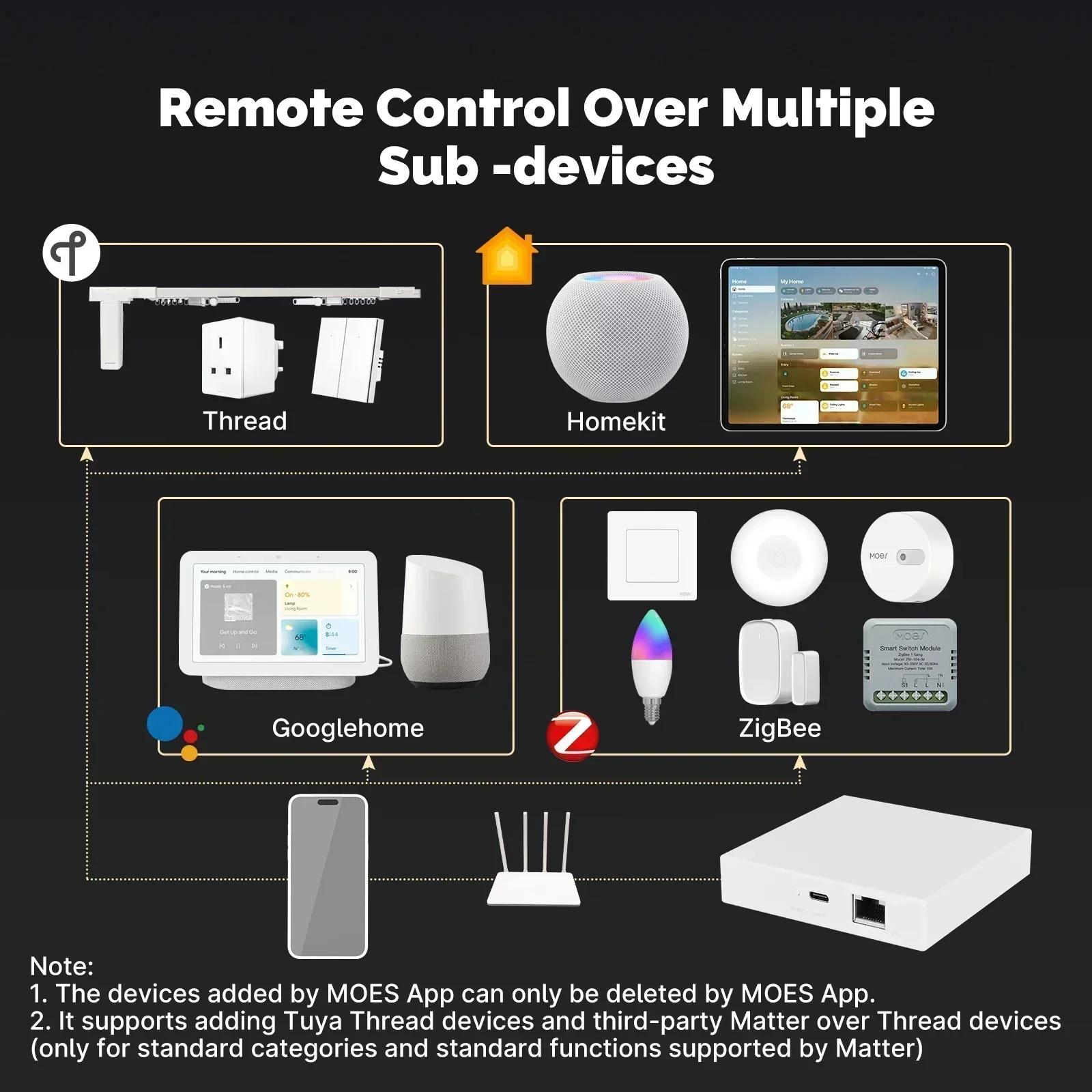 MOES Tuya Zigbee Matter fil passerelle maison intelligente pont Matter Hub prise en charge commande 